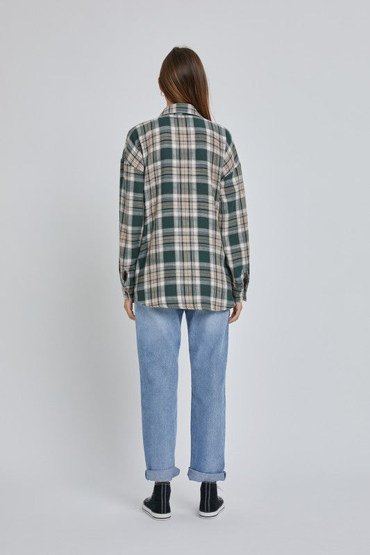 Hunter Green Oversize Boyfriend Flannel