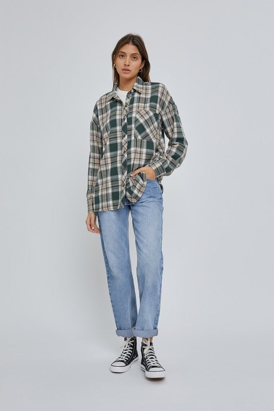 Hunter Green Oversize Boyfriend Flannel