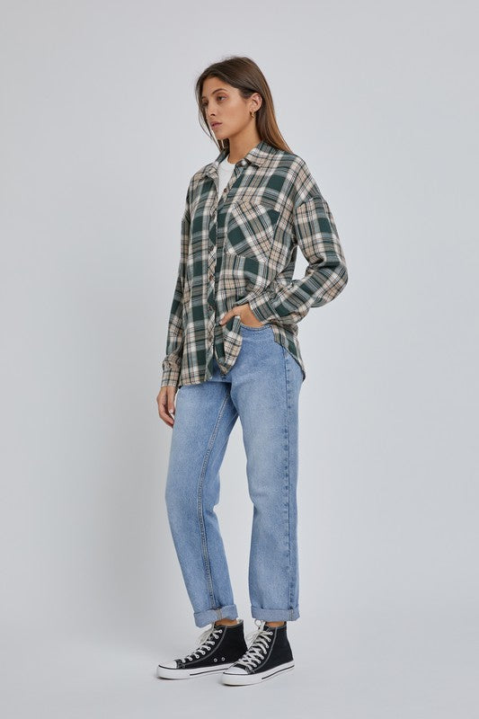 Hunter Green Oversize Boyfriend Flannel