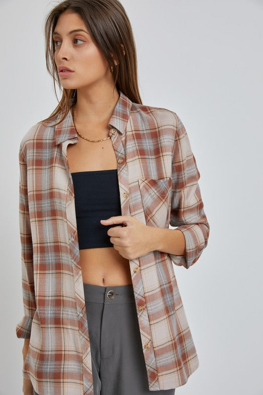 Almond Classic Fit Flannel