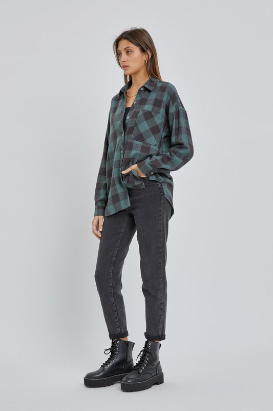 Pine Oversize Boyfriend Flannel