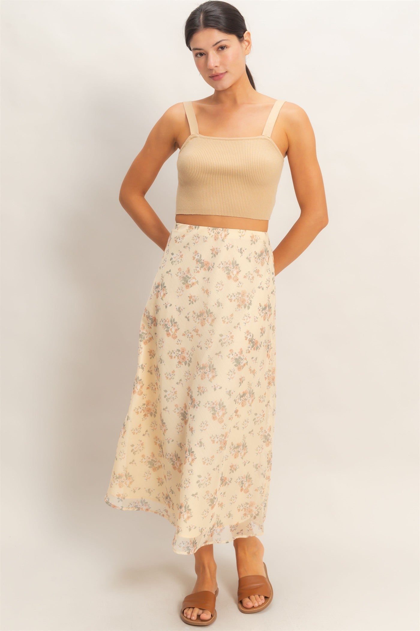 Floral Print Midi Skirt