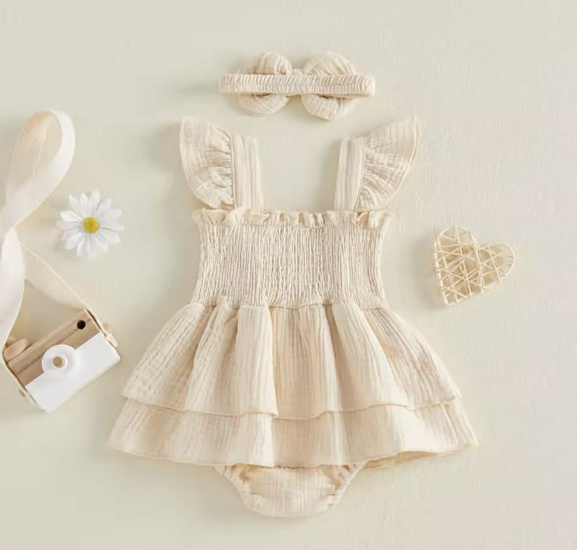 Kids Sleeveless Linen Babydoll Romper