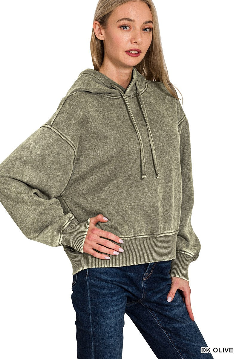 Acid Wash Fleece Hoodie