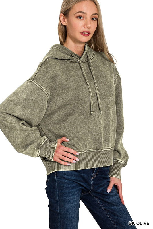 Acid Wash Fleece Hoodie