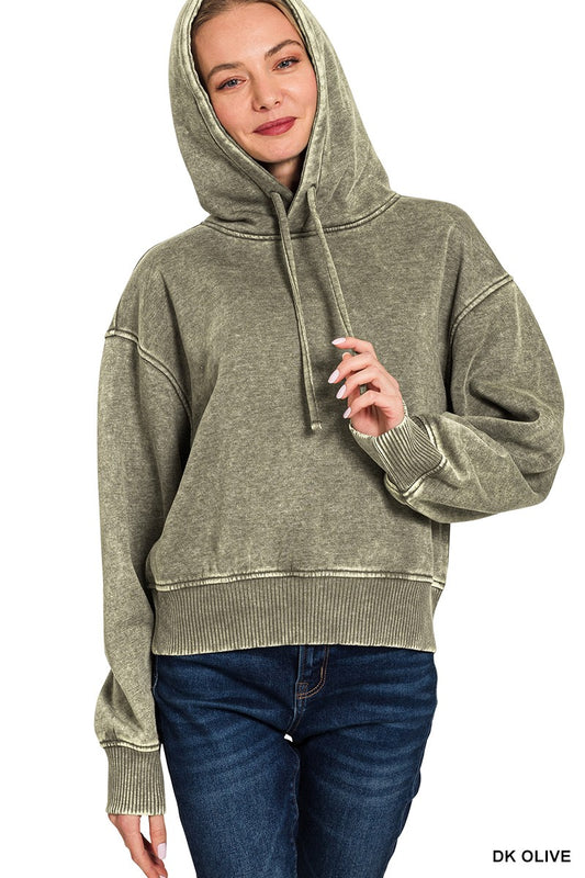 Acid Wash Fleece Hoodie