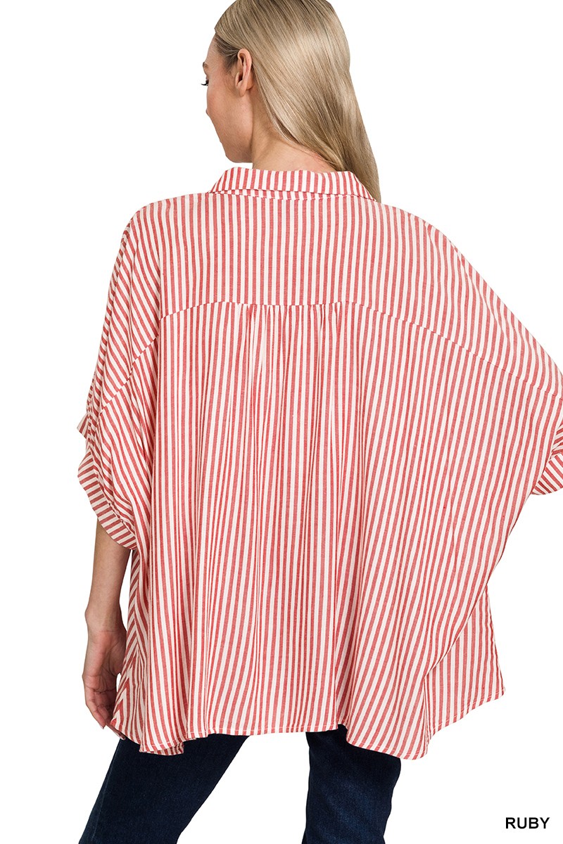 Striped Short Sleeve Button Up Shirt