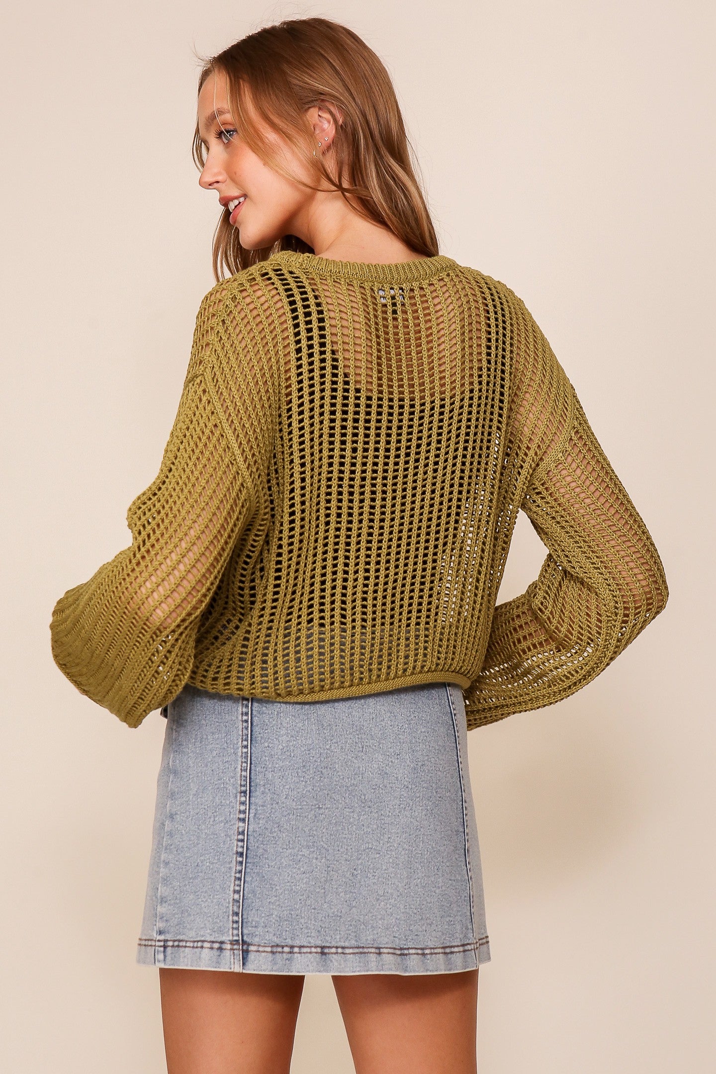 Crew Neck Crochet Sweater