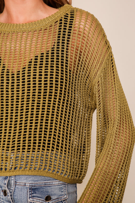Crew Neck Crochet Sweater