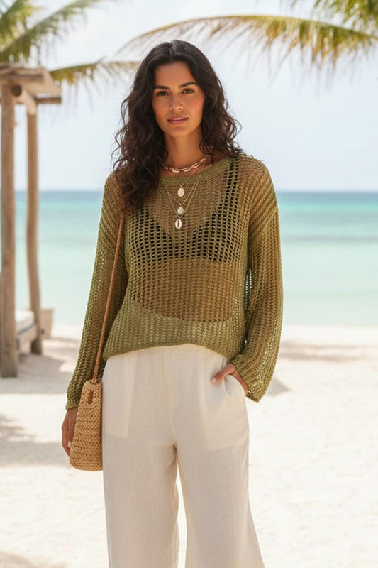 Crew Neck Crochet Sweater