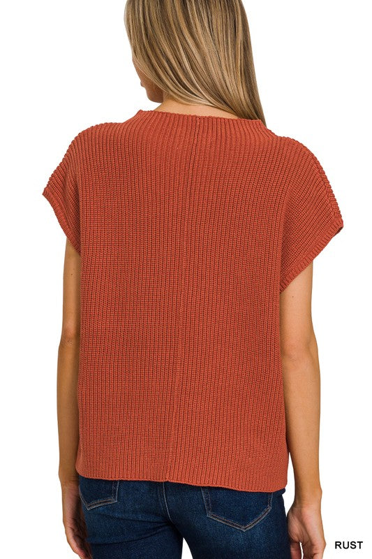 Mock Neck Short Sleeve Sweater