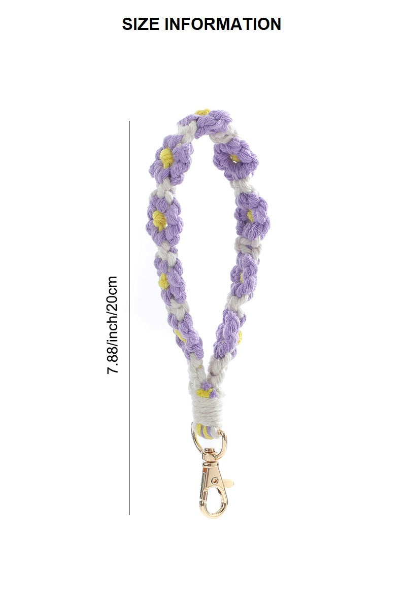 Flower Macrame Wristlet Keychain