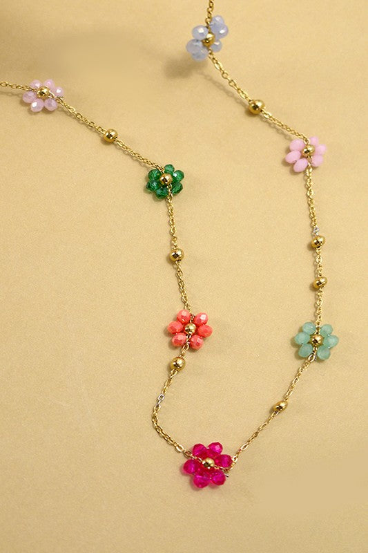 Beaded Flower Dainty Necklace