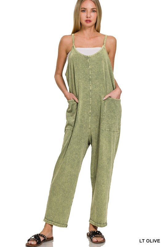 Washed Spaghetti Strap Slouchy Jumpsuit