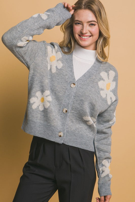 Daisy Button Front Cardigan