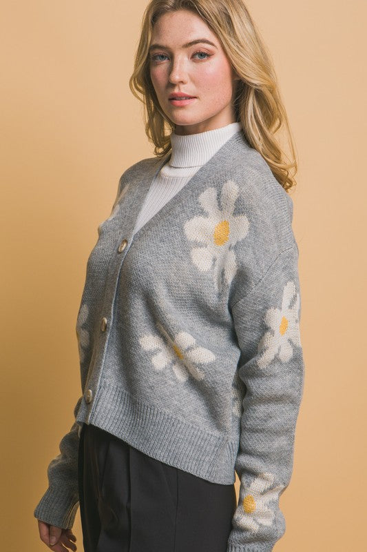 Daisy Button Front Cardigan