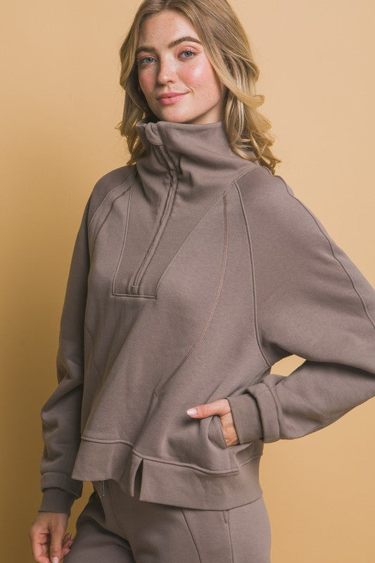 Half Zip Funnel Neck Sweatshirt