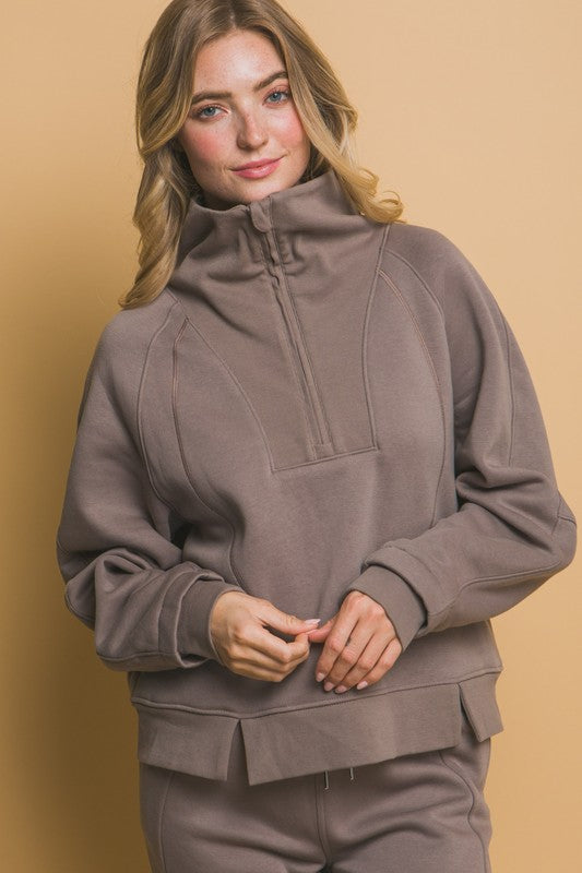 Half Zip Funnel Neck Sweatshirt