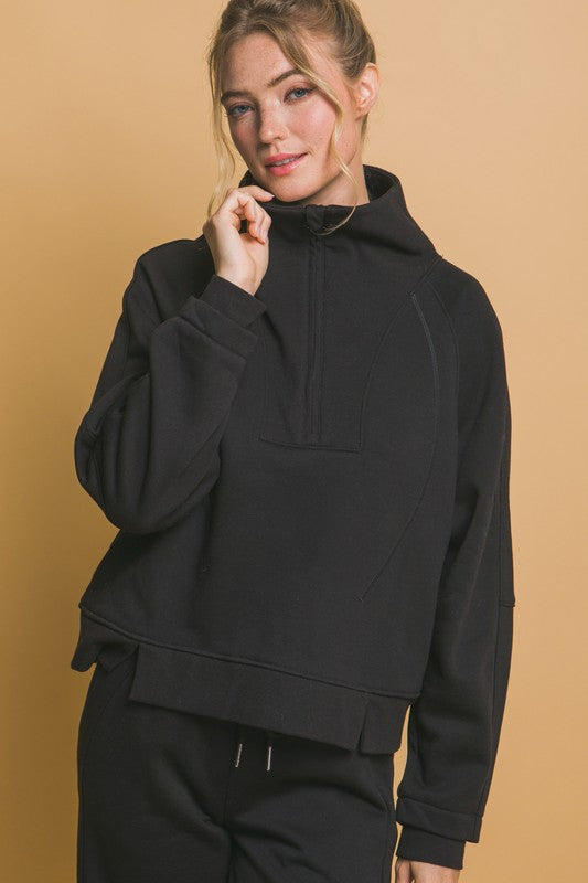 Half Zip Funnel Neck Sweatshirt