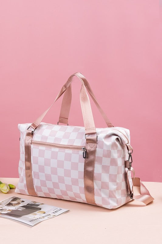 Large Capacity Checkered Duffle Bag