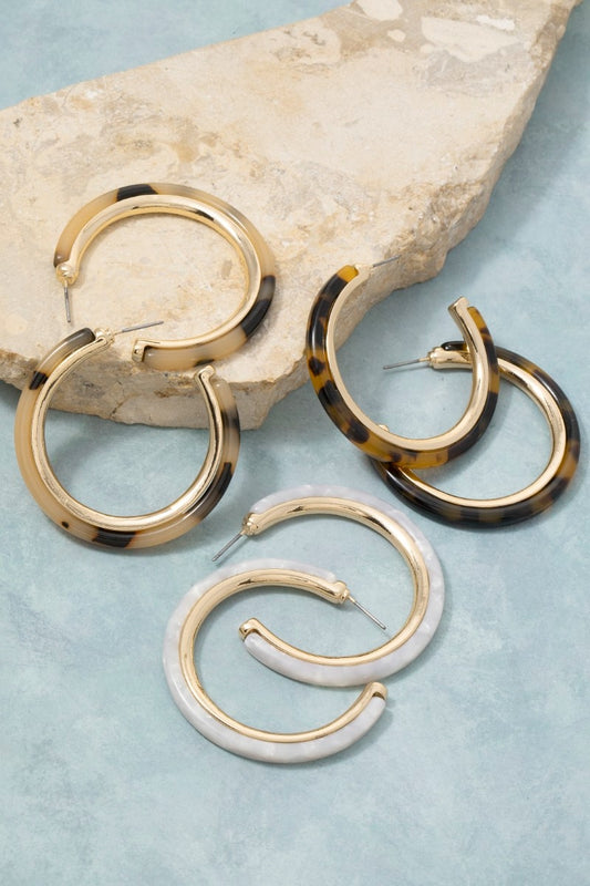 Acetate Tort Hoop Earrings