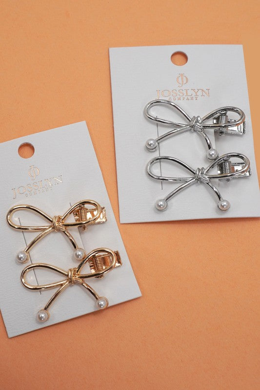 Bow with Pearl Hair Clip