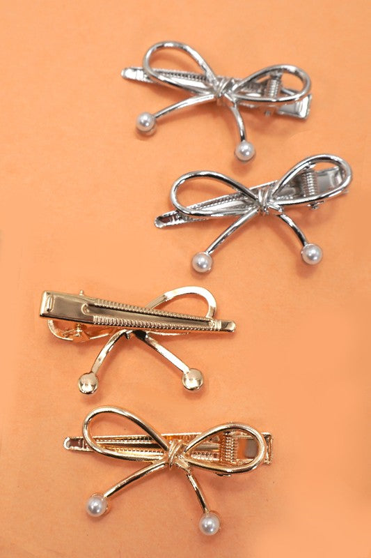 Bow with Pearl Hair Clip