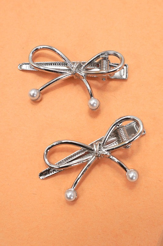 Bow with Pearl Hair Clip