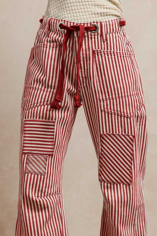 Stripped Twill Barrel Pants