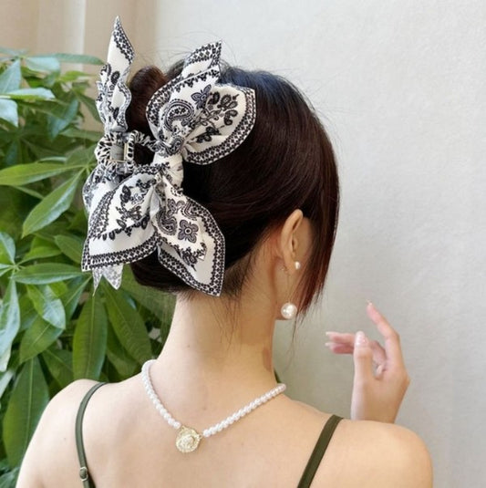Paisley Bow Claw Clip
