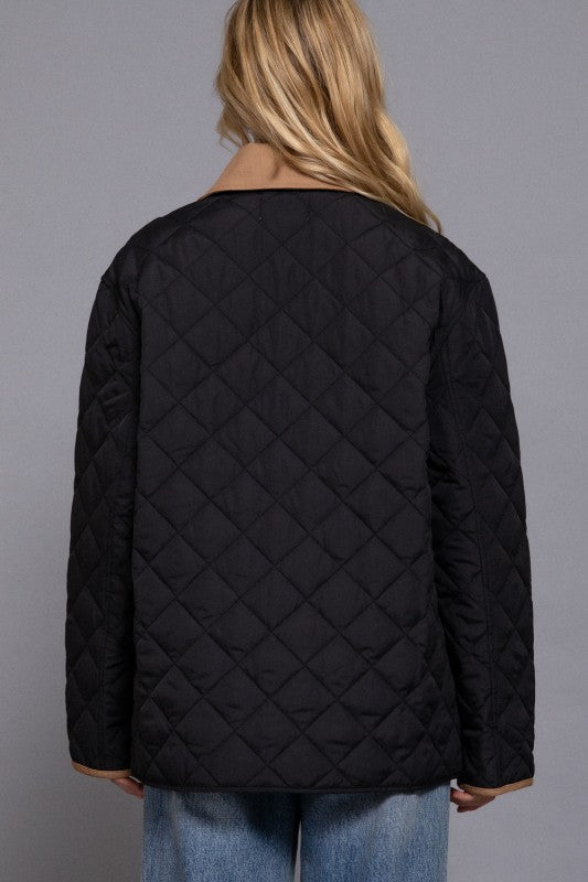 Lapel Collar Quilted Jacket