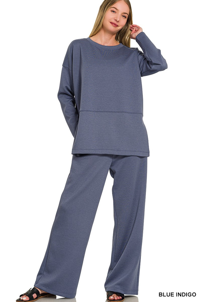 Scuba Side Slit Top and Pants Set