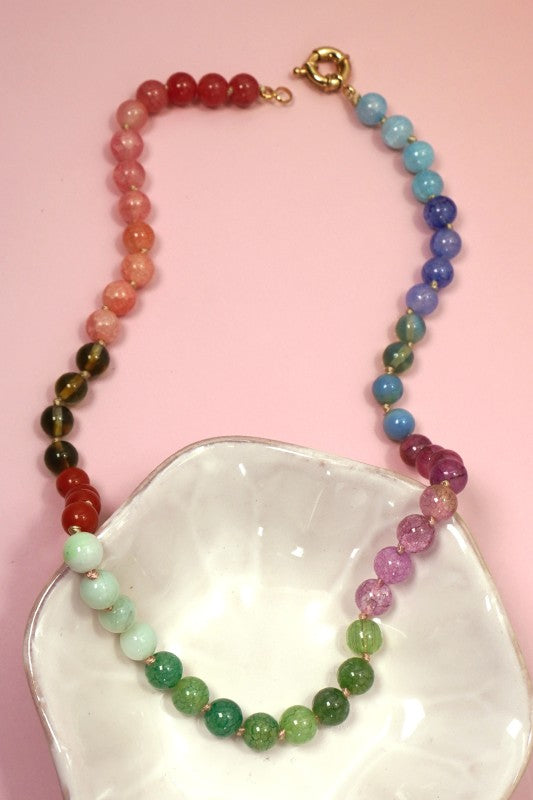 Natural Stone Semi-Precious Glass Mixed Necklace