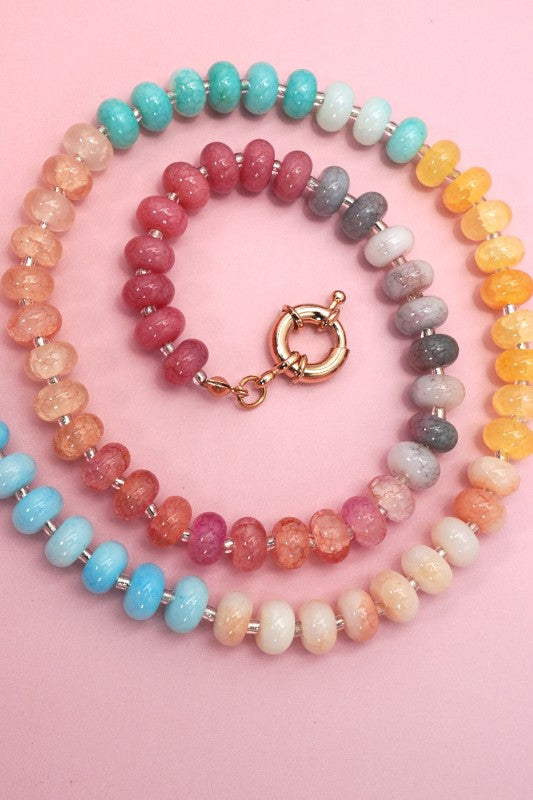 Natural Stone Semi-Precious Glass Mixed Necklace