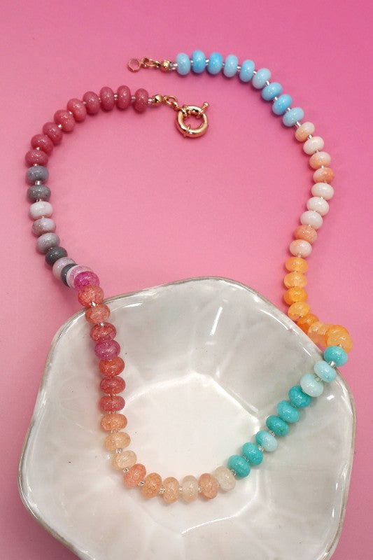 Natural Stone Semi-Precious Glass Mixed Necklace