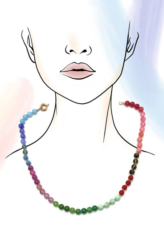 Natural Stone Semi-Precious Glass Mixed Necklace