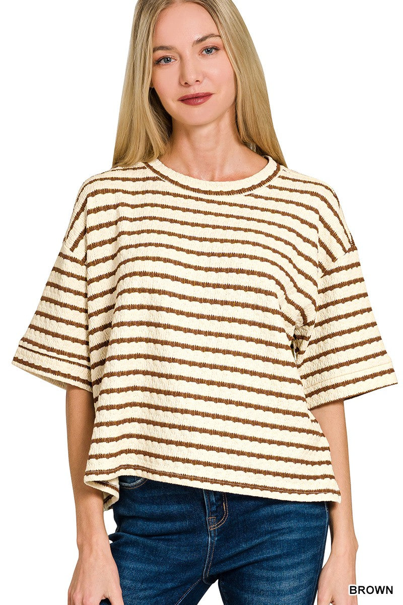 Striped Short Sleeve Tee and Short Set