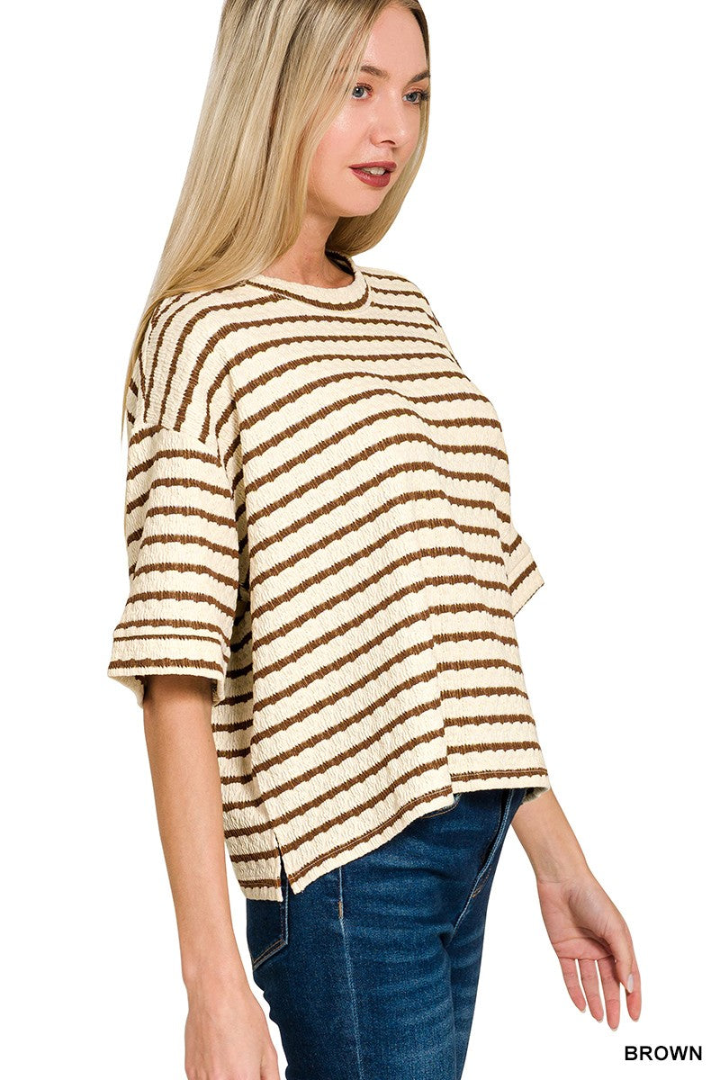 Striped Short Sleeve Tee and Short Set