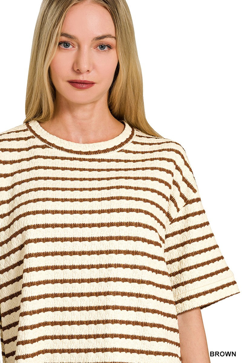 Striped Short Sleeve Tee and Short Set