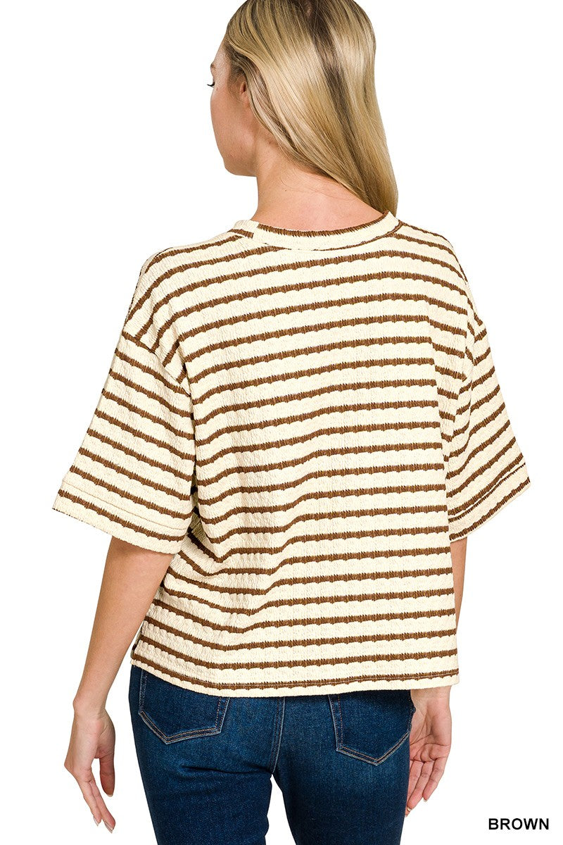 Striped Short Sleeve Tee and Short Set