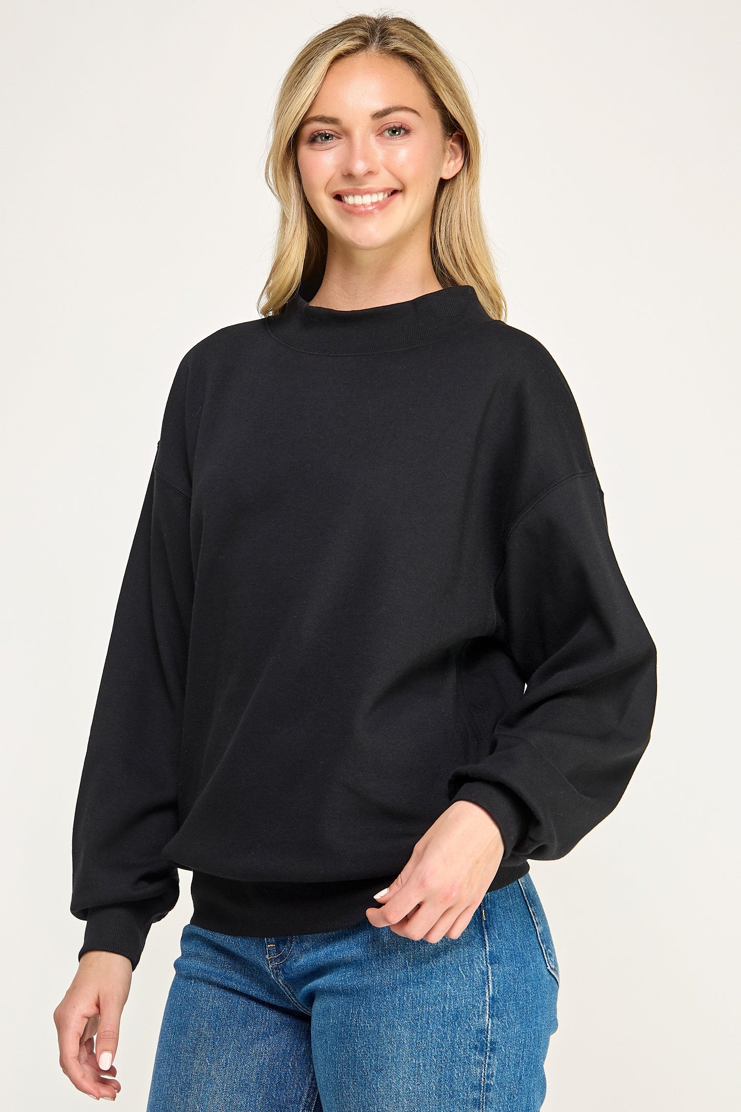 Fleece Relaxed Fit Mockneck Sweatshirt