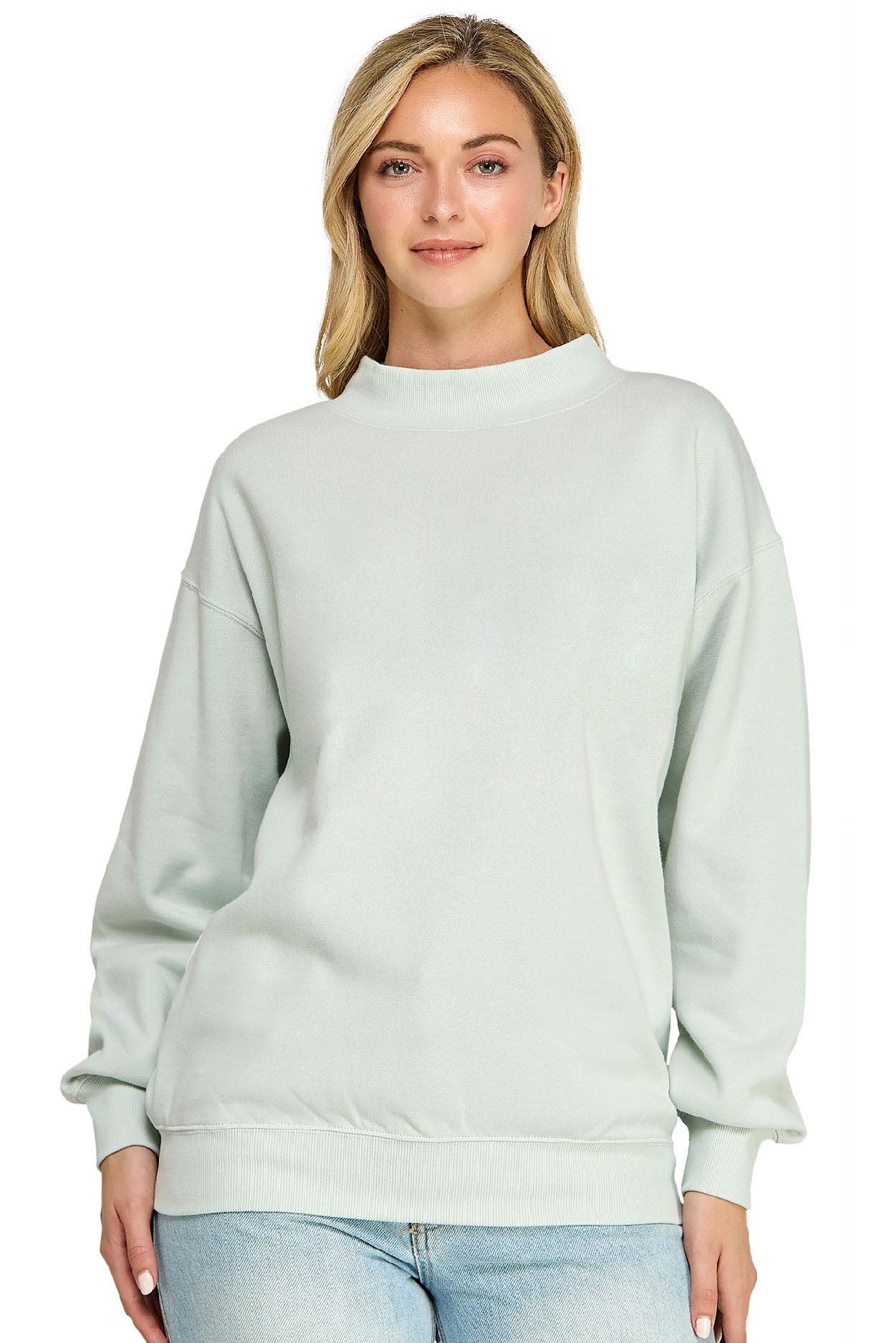 Fleece Relaxed Fit Mockneck Sweatshirt