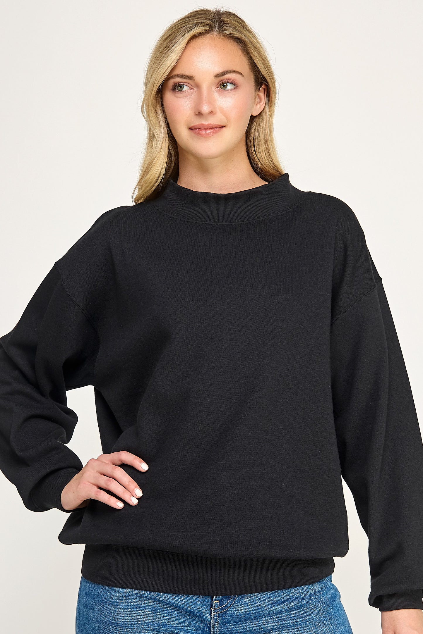 Fleece Relaxed Fit Mockneck Sweatshirt