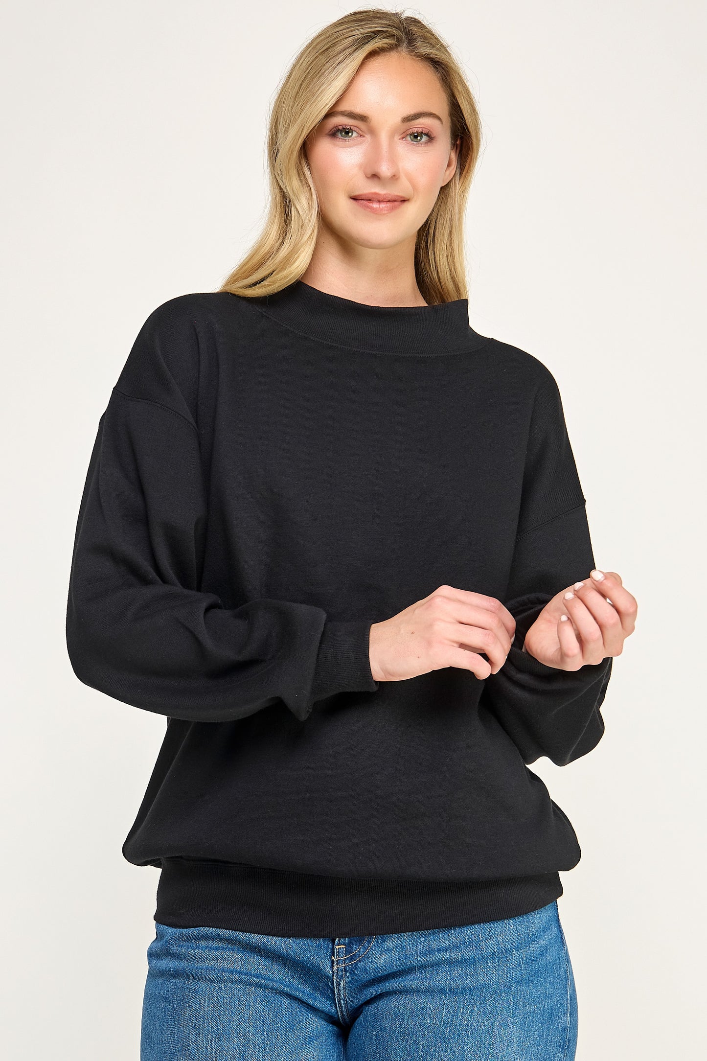Fleece Relaxed Fit Mockneck Sweatshirt