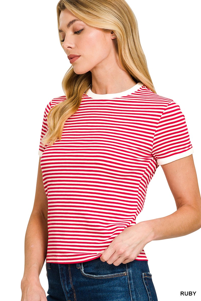 Contrast Trim Stripe Tee