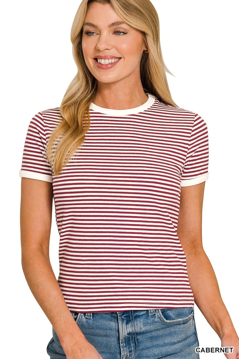 Contrast Trim Stripe Tee