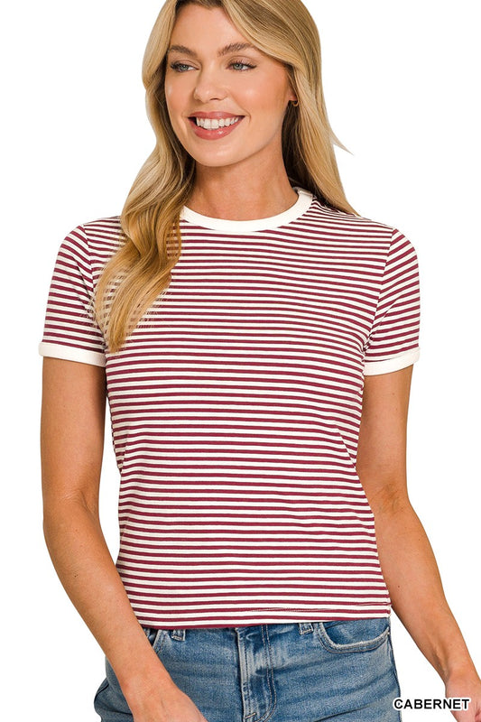 Contrast Trim Stripe Tee