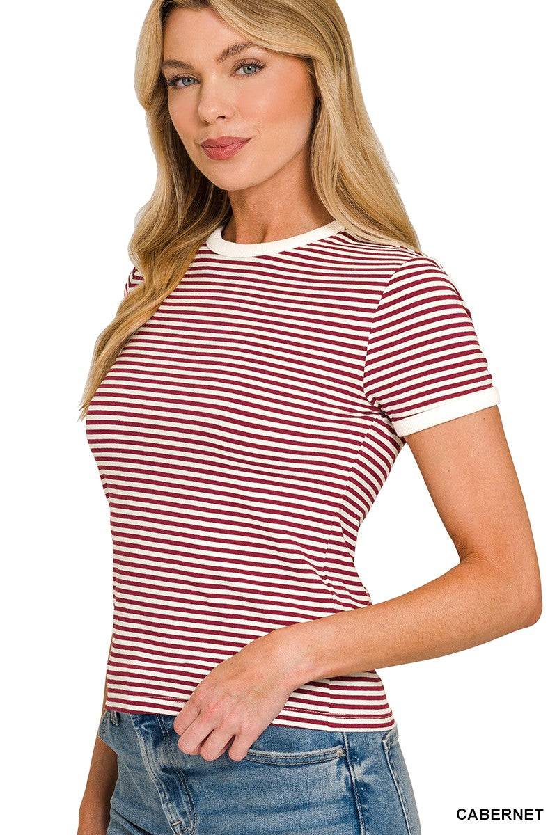 Contrast Trim Stripe Tee