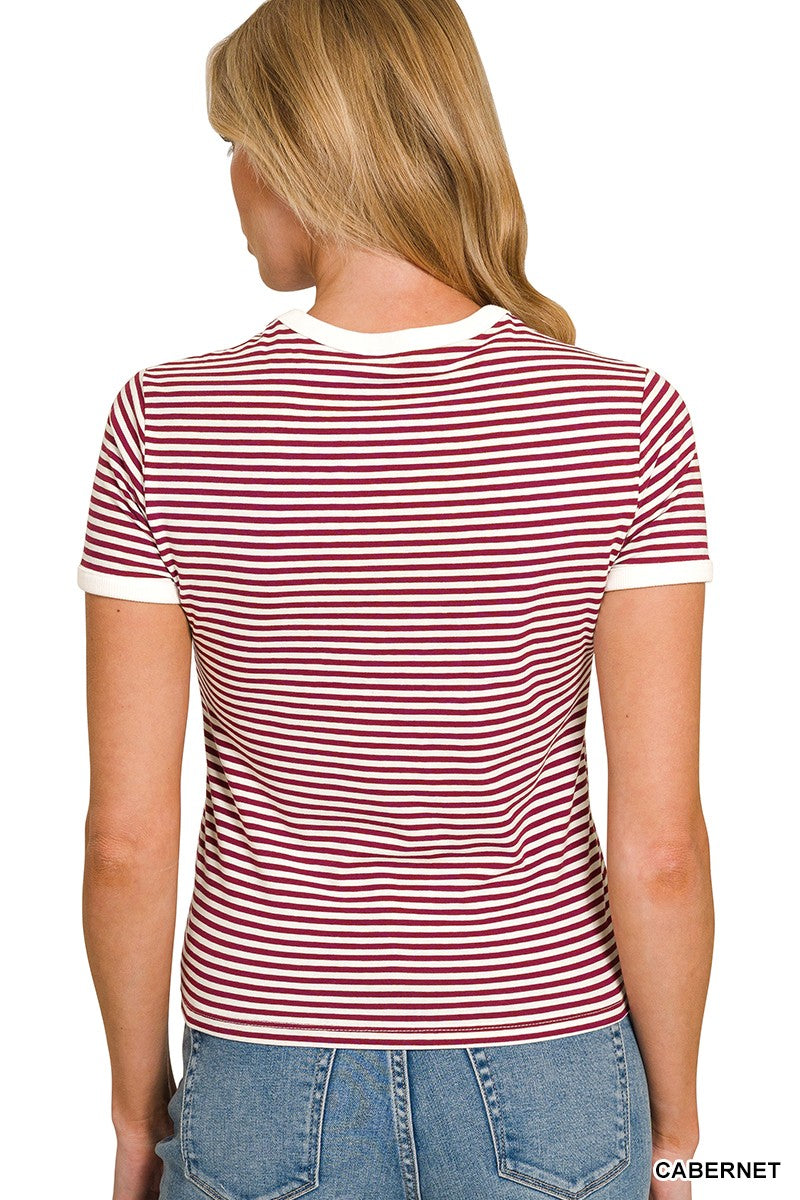 Contrast Trim Stripe Tee