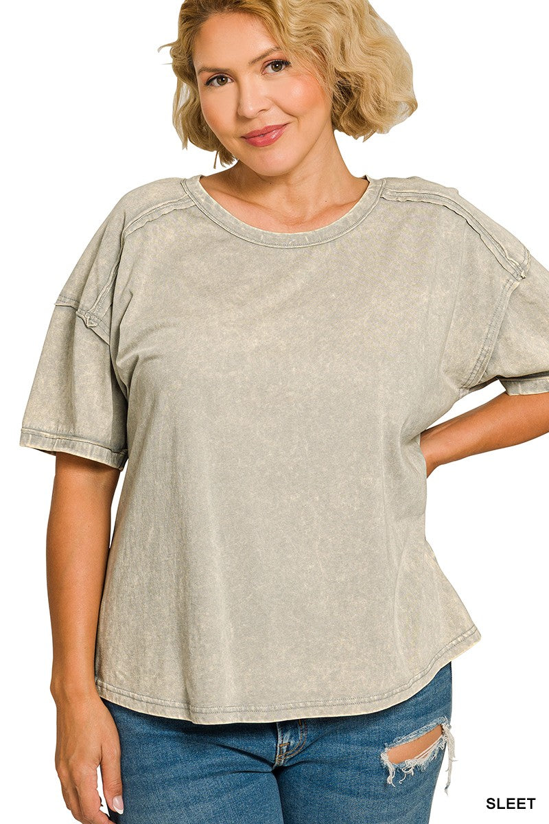 Curvy Acid Wash T-Shirt